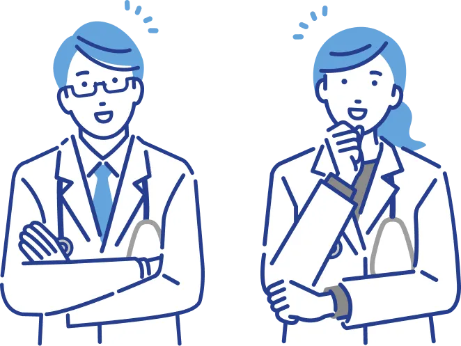 考え込む男女の医師のイラスト